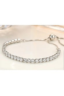 White Finish Zirconia Adjustable Bracelet