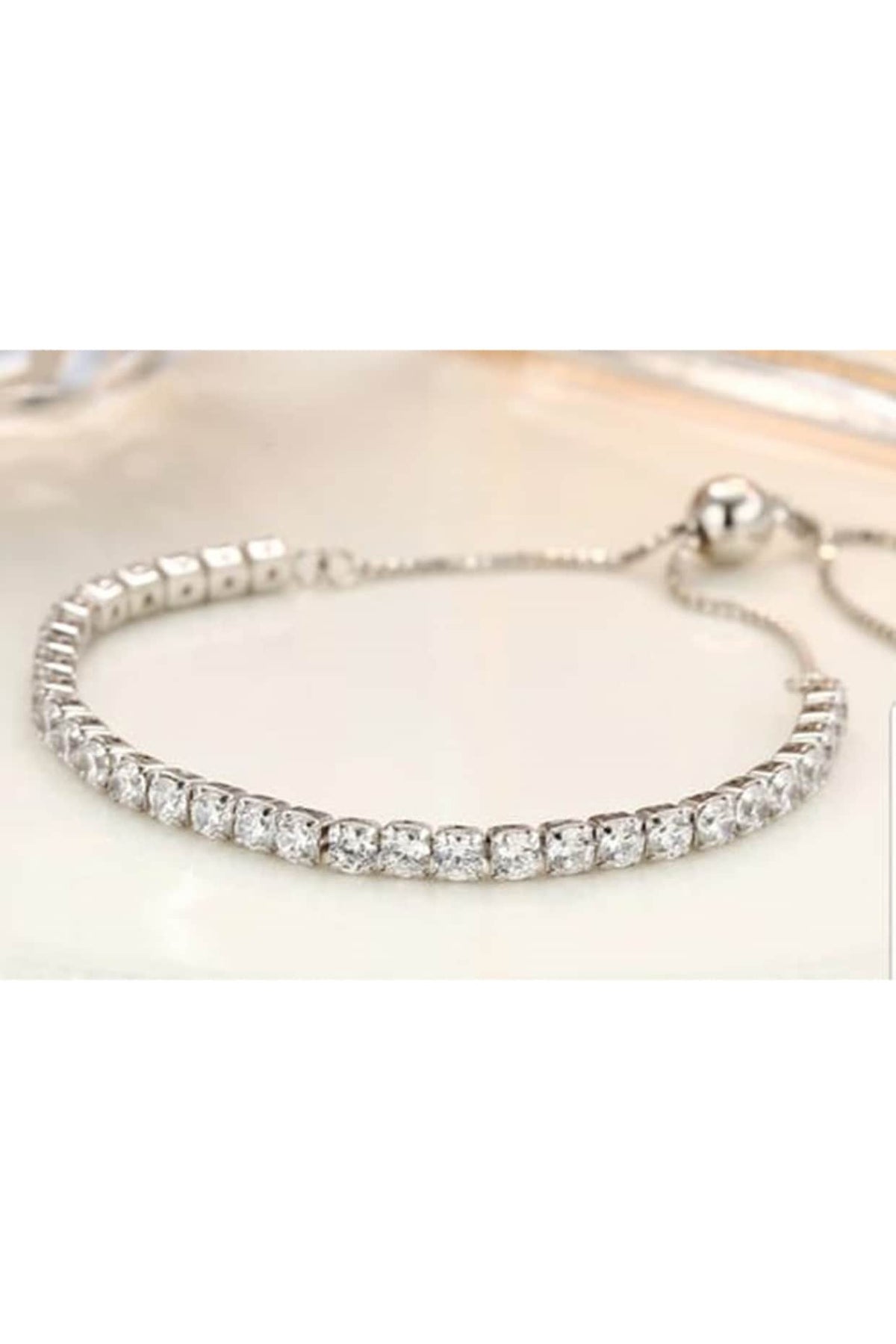 White Finish Zirconia Adjustable Bracelet