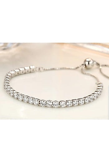 White Finish Zirconia Adjustable Bracelet