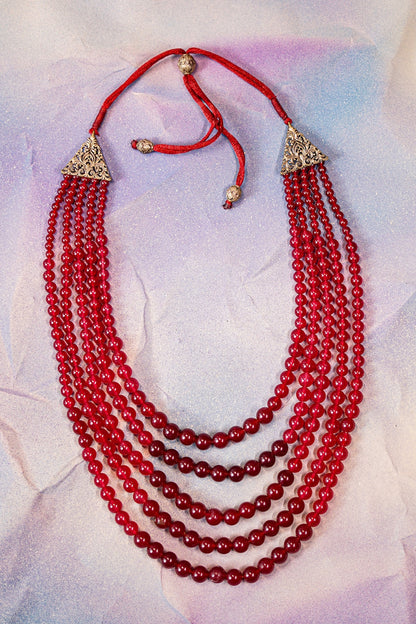 Wine Semi-Precious Stone Mala Necklace