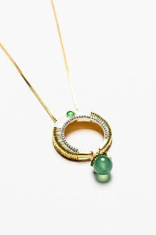 Gold Plated Enamel Pendant Necklace In Sterling Silver