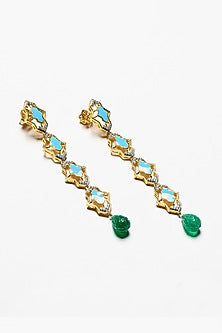 Gold Plated Onyx Dangler Earrings In Sterling Silver