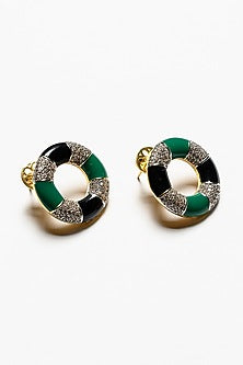 Gold Plated Enamel Stud Earrings In Sterling Silver