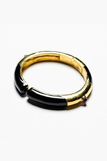 Gold Plated Amethyst Bangle In Sterling Silver
