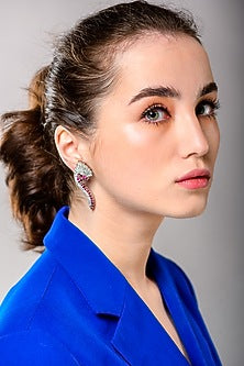 White Finish Dangler Earrings In 92.5 Sterling Silver