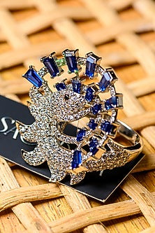 White Finish Iolite Gemstones Ring In 92.5 Sterling Silver