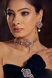 White Finish Zircon & Semi-Precious Stone Dangler Earrings In Sterling Silver