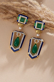 Two-Toned Finish Zircon Dangler Earrings In Sterling Silver