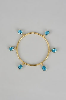 Gold Finish Aqua Stone Bangle