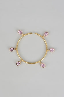 Gold Finish Pink Stone Bangle