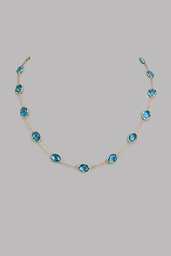 Gold Plated Aqua Stone Chain Necklace