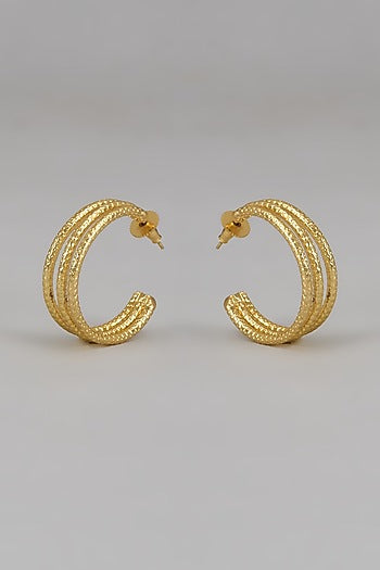 Gold Finish Handcrafted Hoop Earrings