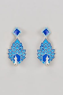 White Finish Enamelled Dangler Earrings