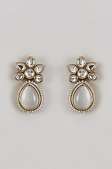 Two-Tone Finish Kundan Polki & Stone Dangler Earrings
