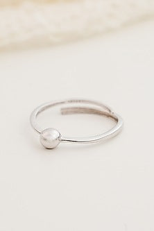 White Finish Ball Ring In Sterling Silver