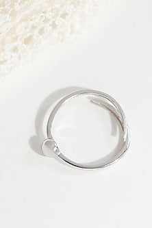 White Finish Ball Ring In Sterling Silver