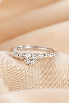 White Finish Zircon Grace Ring In Sterling Silver