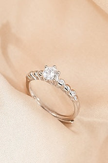 White Finish Zircon Grace Ring In Sterling Silver