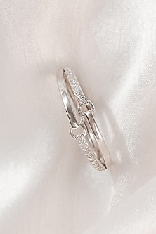 White Finish Zircon Layered Ring In Sterling Silver