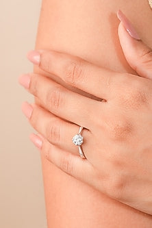 White Finish Zircon Solitaire Ring In Sterling Silver