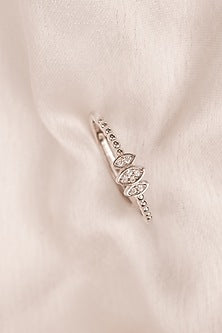 White Finish Zircon Charm Ring In Sterling Silver