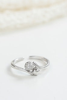White Finish Zircon Ring In Sterling Silver