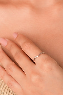 White Finish Wave Ring In Sterling Silver