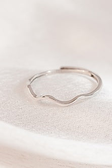 White Finish Wave Ring In Sterling Silver