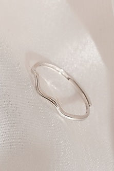 White Finish Wave Ring In Sterling Silver