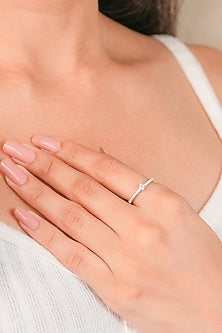 White Finish Zircon Ring In Sterling Silver