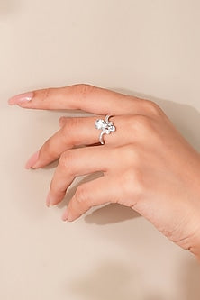 White Finish Zircon Ring In Sterling Silver