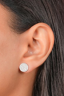 White Finish Zircon Stud Earrings In Sterling Silver