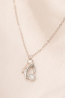 White Finish Zircon Masterpiece Hand Pendant Necklace In Sterling Silver
