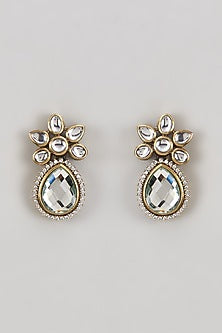 Two-Tone Finish Kundan Polki & Mirror Stone Dangler Earrings