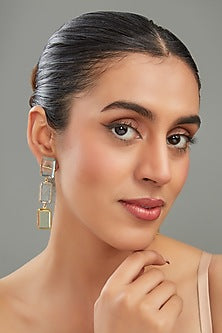 Gold Finish Synthetic Stone Dangler Earrings