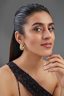 White Finish Yellow Sapphire Hoop Earrings