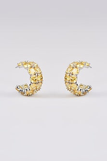 White Finish Yellow Sapphire Hoop Earrings