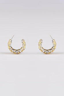 White Finish Yellow Sapphire Hoop Earrings