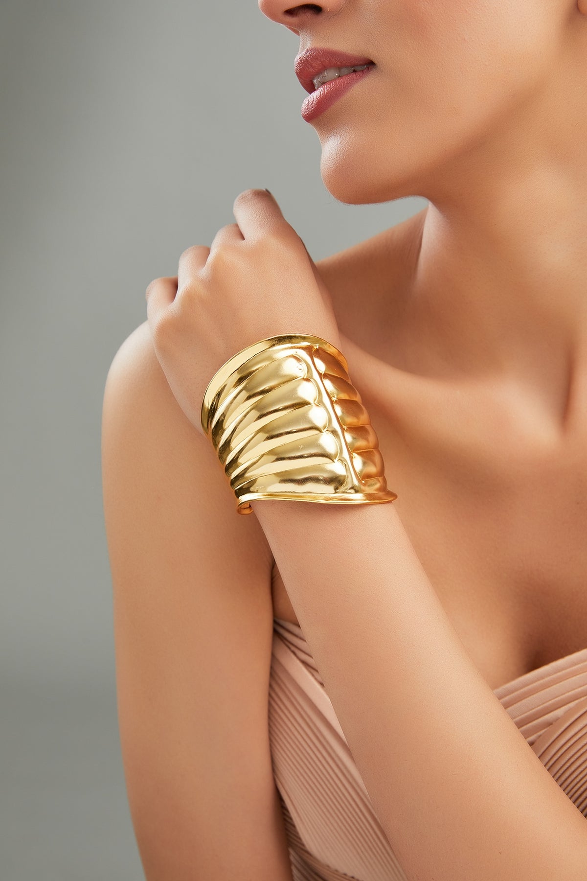 Gold Finish Handmade Cuff Bracelet