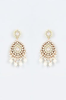 Gold Finish Kundan Polki Beaded Dangler Earrings