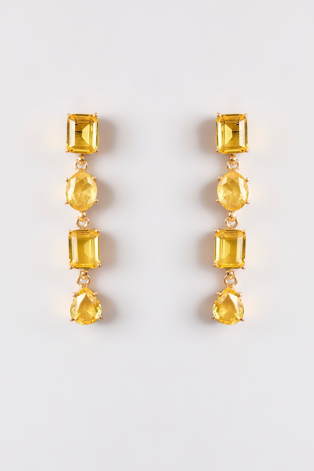 Gold Finish Yellow Sapphire Stone Dangler Earrings
