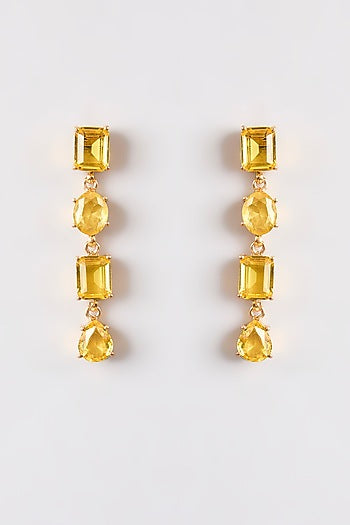 Gold Finish Yellow Sapphire Stone Dangler Earrings
