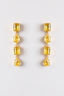 Gold Finish Yellow Sapphire Stone Dangler Earrings