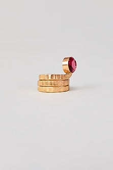 Gold Finish Ruby Gemstone Adjustable Ring