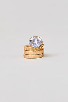Gold Finish Gemstone Adjustable Ring