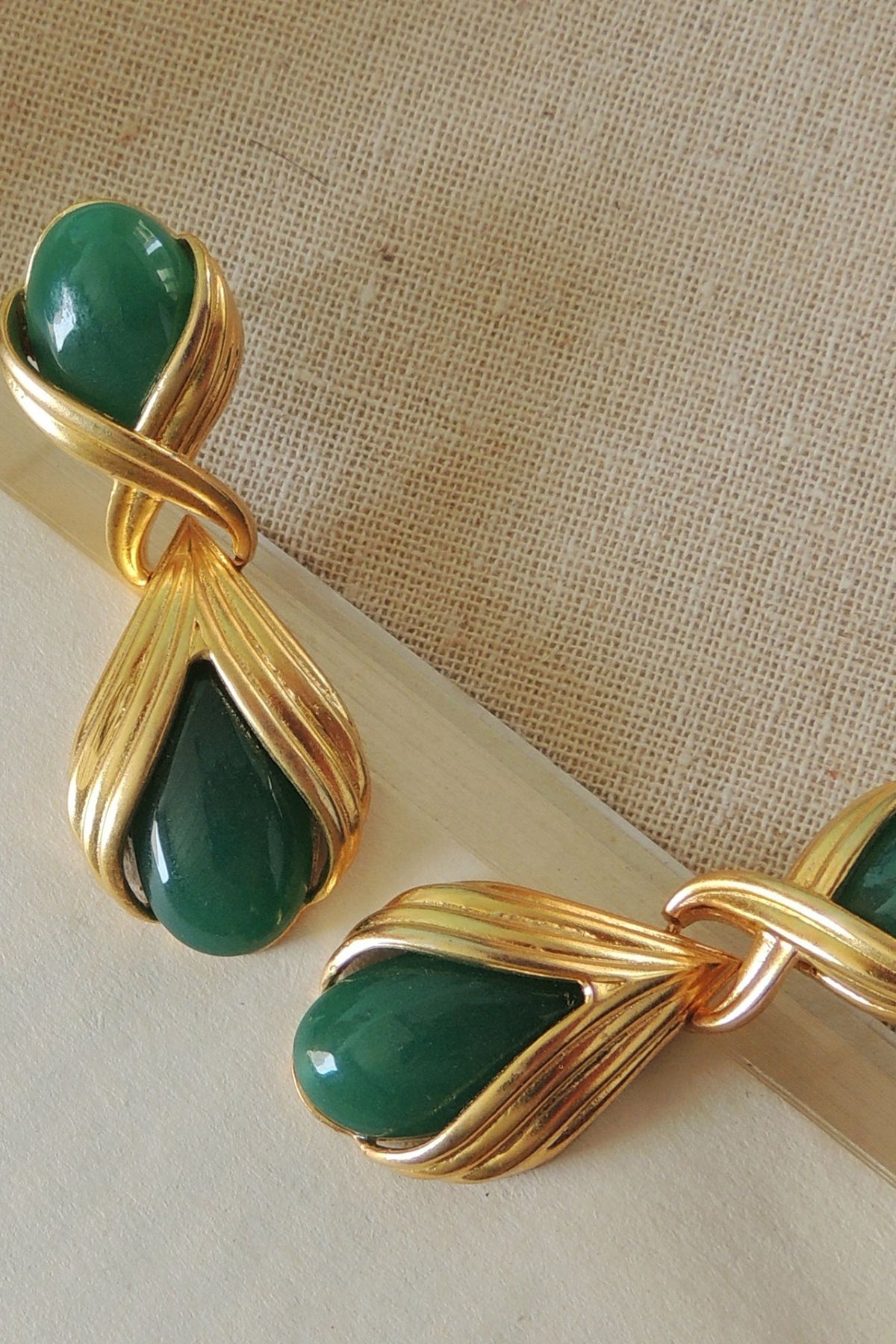 Gold Finish Emerald Handcrafted Stud Earrings