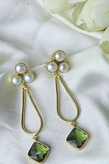 Gold Finish Pearl Handcrafted Dangler Earrings