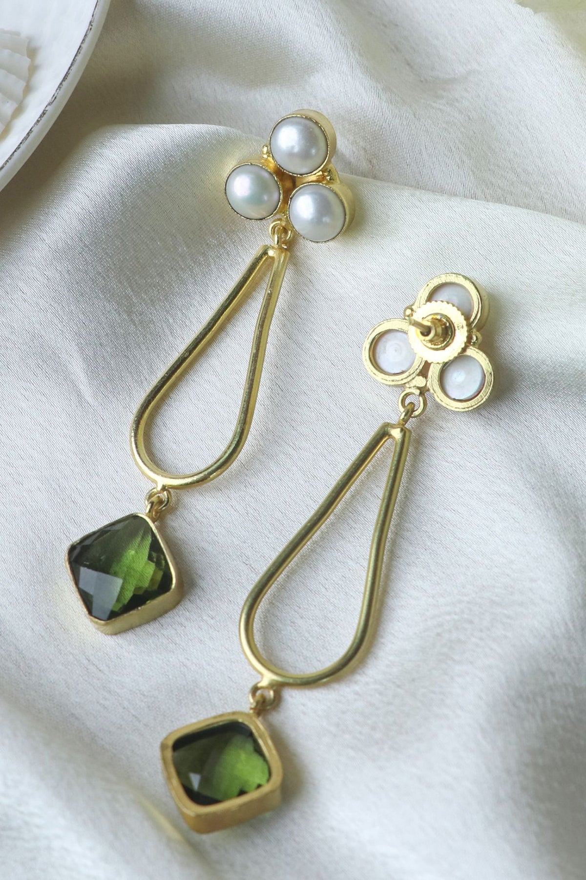 Gold Finish Pearl Handcrafted Dangler Earrings