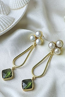 Gold Finish Pearl Handcrafted Dangler Earrings