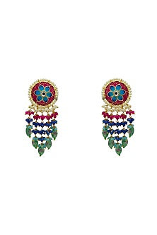 Gold Finish Enameled Rani Pink Meenakari Maang tikka Set